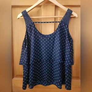 Maurices Medium Blue with White Polka Dot Top